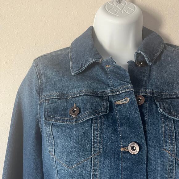 NEW Jessica Simpson Pixie Cropped Jean Jacket SZ Small Medium Wash - Picture 3 of 10